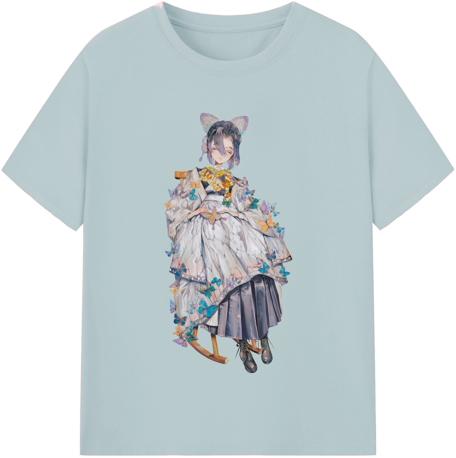 （画像用） 鬼滅の刃（きめつのやいば）蟲柱-胡蝶 しのぶ／こちょう しのぶ Kochou Shinobu 綿100％半袖Tシャツ（フロントプリント）